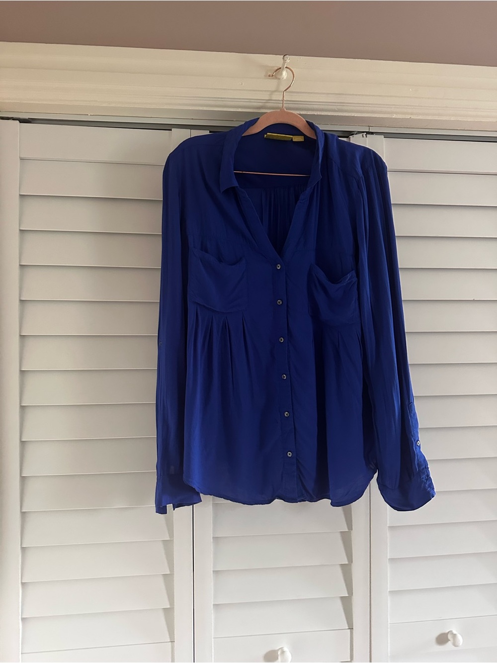 Maeve Royal Blue Button-Front Blouse